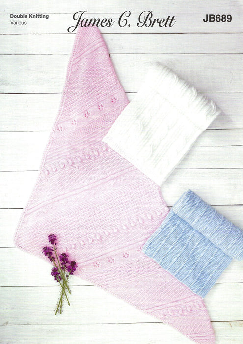 James C Brett JB689 Double Knitting Pattern - DK Baby Blankets
