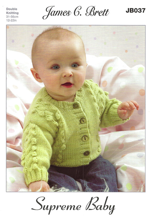 James C Brett JB037 Knitting Pattern - Baby Cardigans & Sweater For DK Yarn (Discontinued)