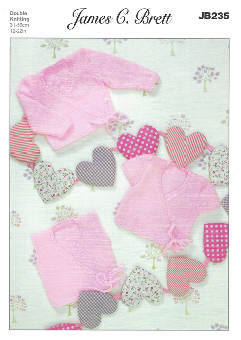 James C Brett JB235 Double Knitting Pattern - Baby DK Girl Cardigans & Waistcoat (Discontinued)