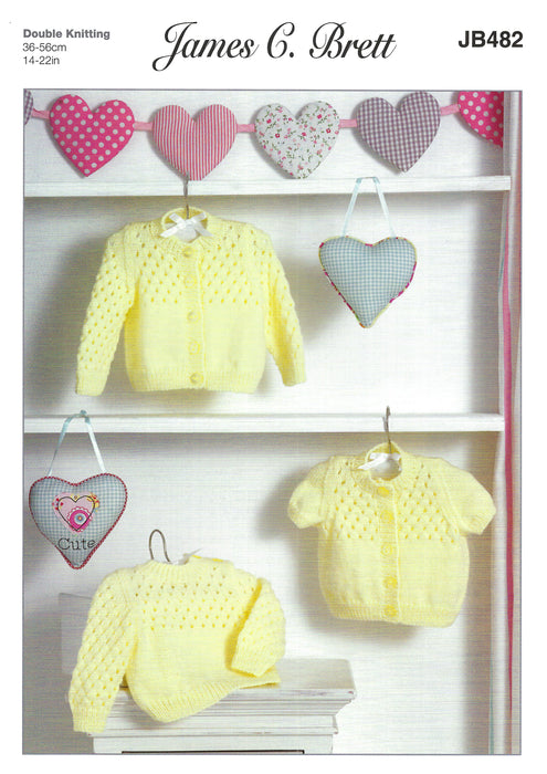 James C Brett DK Knitting Pattern JB482 - Baby Sweater and Cardigans Knitting Pattern (Discontinued)