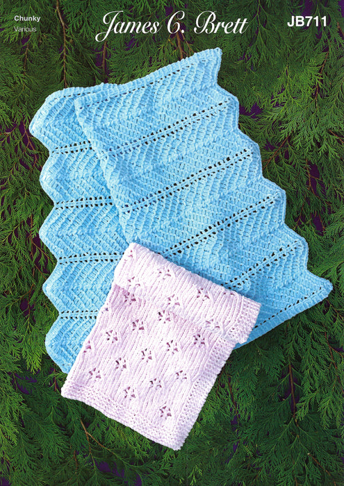 James C Brett JB711 Chunky Knitting Pattern - Flutterby Chunky Baby Blankets