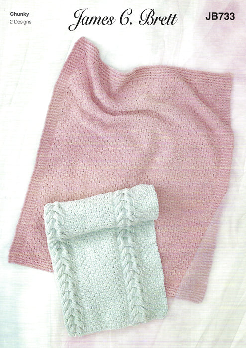 James C Brett JB733 Chunky Knitting Pattern - Flutterby Chunky Baby Blankets
