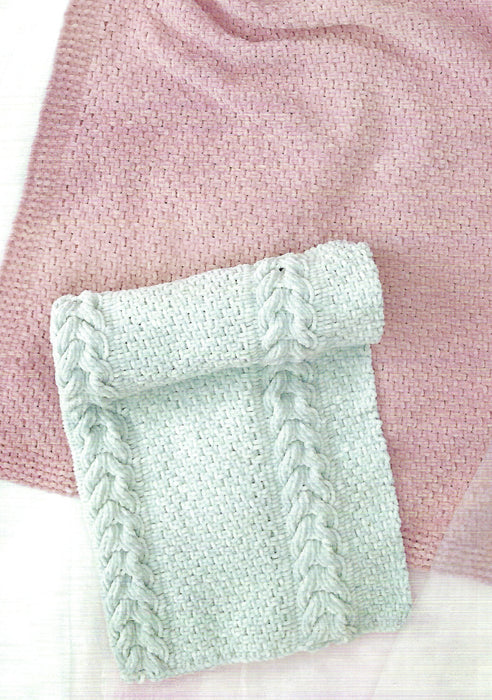 James C Brett JB733 Chunky Knitting Pattern - Flutterby Chunky Baby Blankets
