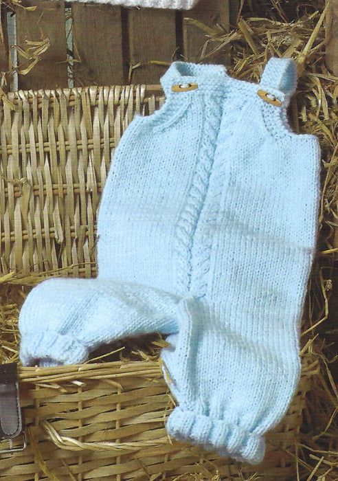 James C Brett JB785 Baby Aran Knitting Pattern - Sweater & Dungarees - Intermediate Knit