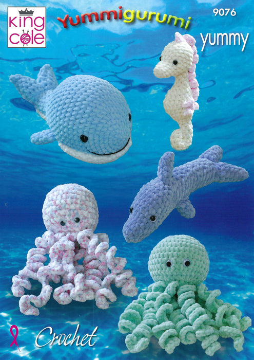 King Cole 9076 CROCHET Pattern - Snuggle Octopus, Whale, Seahorse and Dolphin in Chunky Yarn