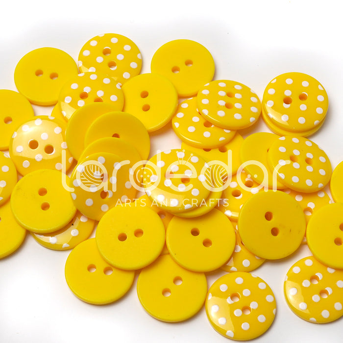 18mm Yellow Polka Dot Buttons (10 Pcs)