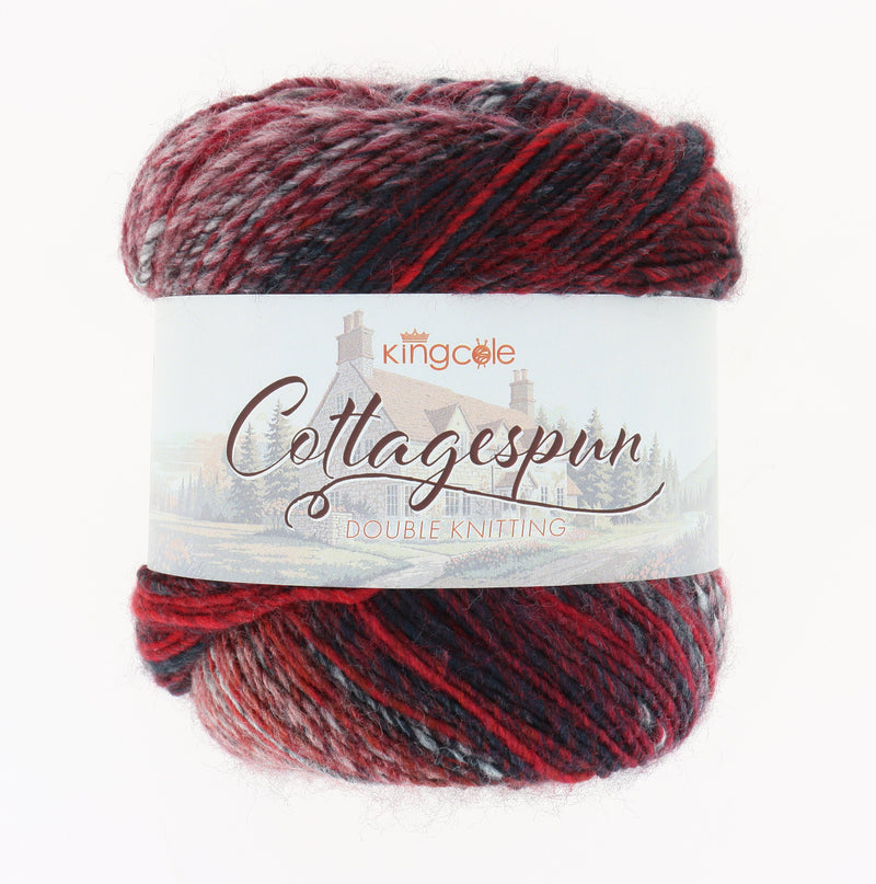 King Cole Cottagespun DK Yarn in Crimson Confetti - 6650 - 150g Ball