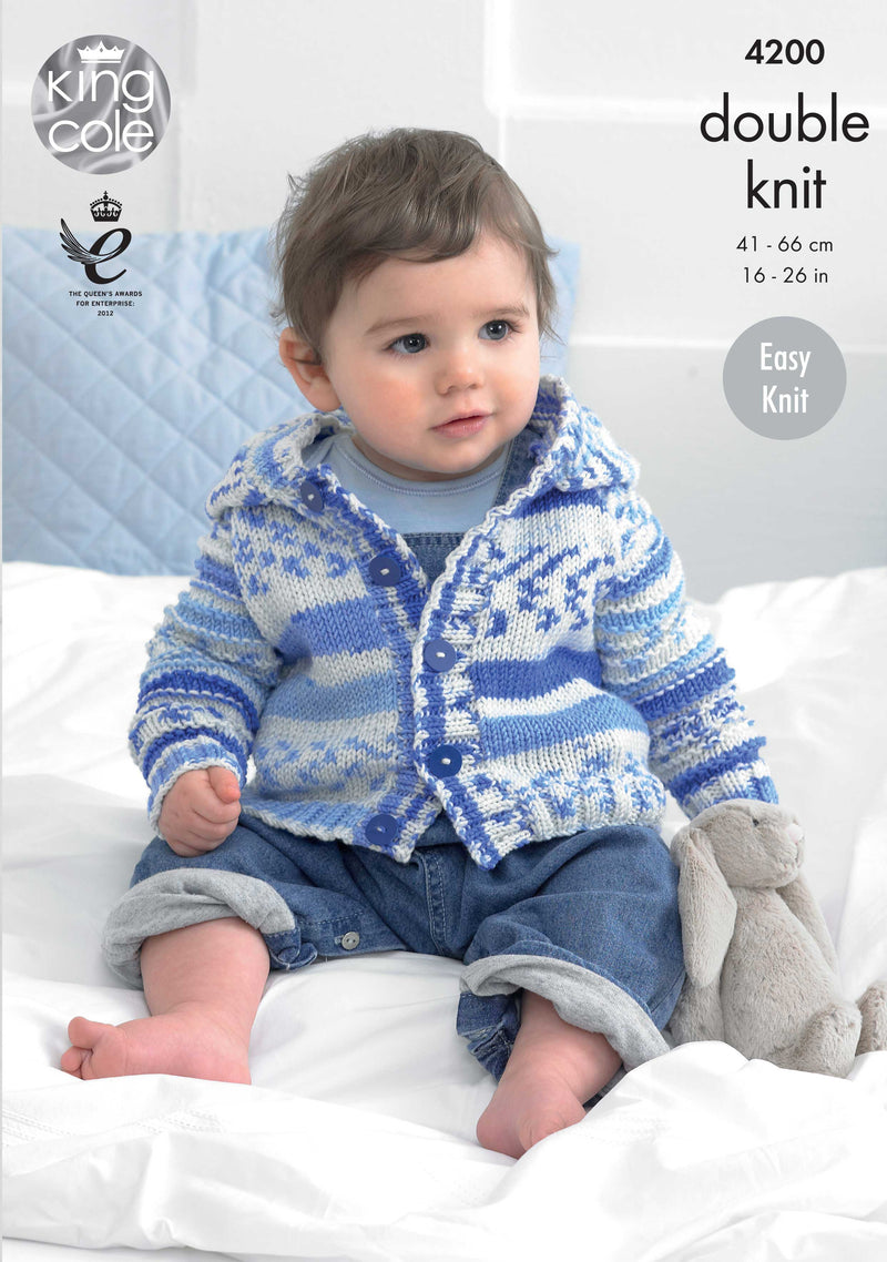 King Cole 4200 DK Knitting Pattern - Easy Knit Cardigans (0 to 7 Yrs)