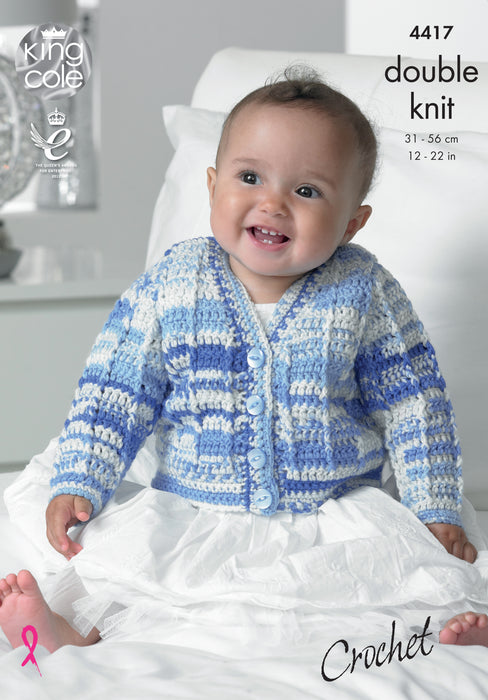 King Cole 4417 CROCHET Pattern - Baby Cardigan & Waistcoat DK (12-22in)