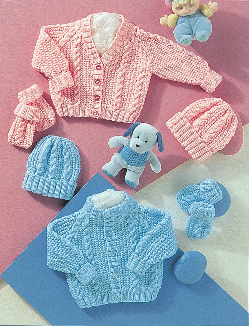 Stylecraft 4771 Premature Baby Cardigans, Hat & Mittens Knitting Pattern – DK (12–22in)