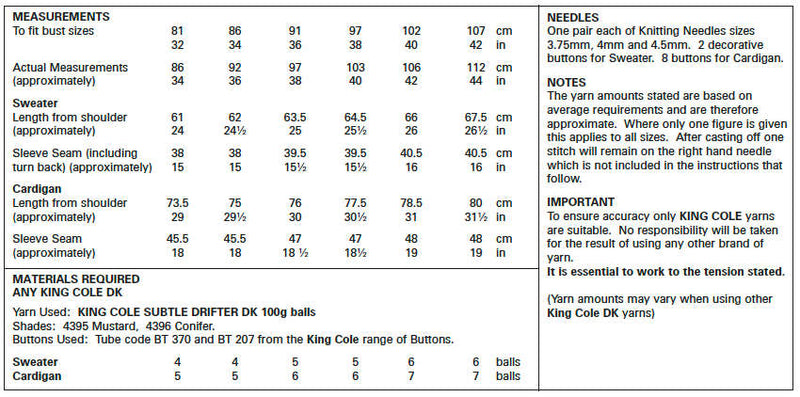 King Cole 5672 Ladies DK Knitting Pattern - Sweater & Cardigan (32-42in)