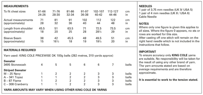 King Cole 5940 Double Knitting Pattern for Boys & Men - DK Sweaters (24-46in)