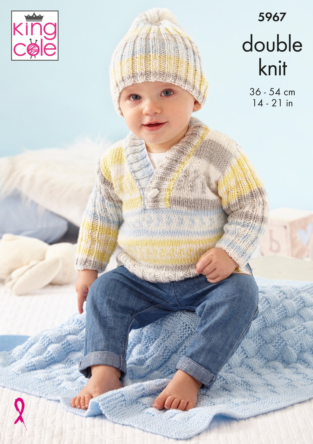 King Cole Knitting Pattern 2768 Sweater Cardigan & Teddy Knitted In King Cole Dk 5015214993944