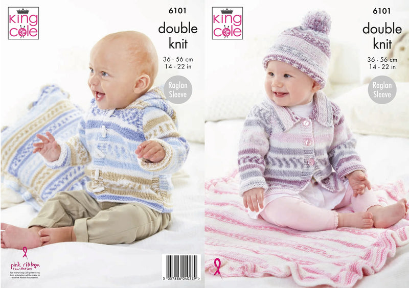 King Cole 6101 DK Knitting Pattern - Jackets, Hat, Blanket & Cushion Cover (0 to 4 Years)