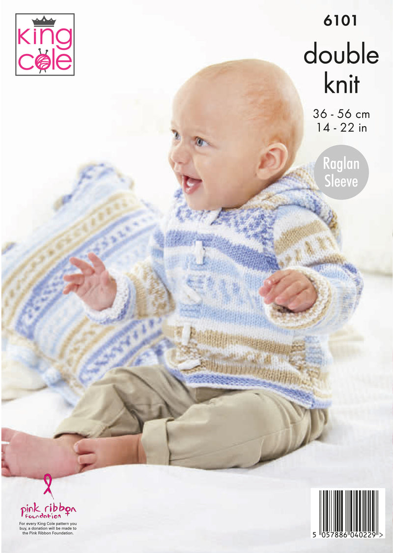 King Cole 6101 DK Knitting Pattern - Jackets, Hat, Blanket & Cushion Cover (0 to 4 Years)