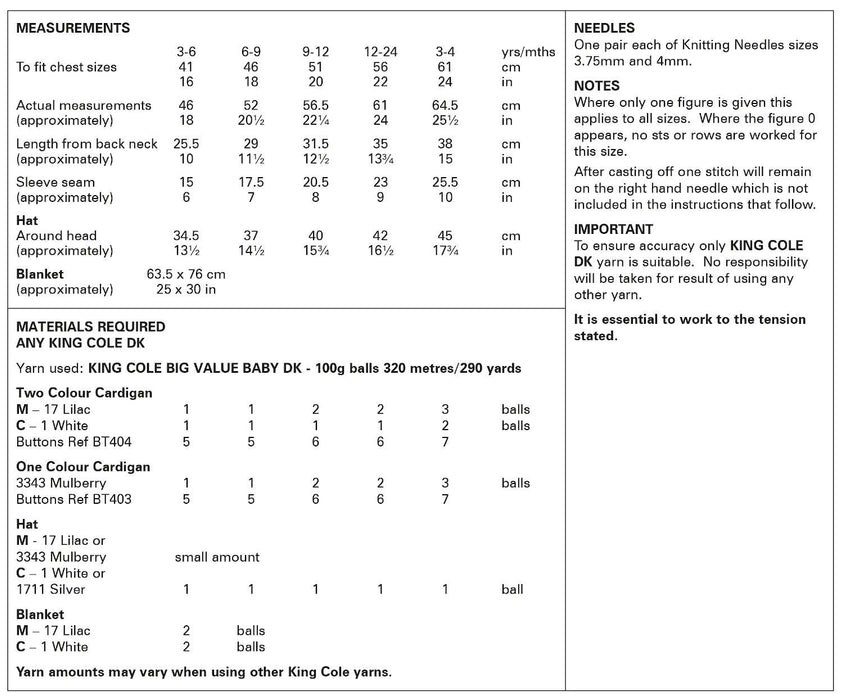 King Cole 6102 Double Knitting Pattern - Baby Loopy Cardigans, Hat, & Blanket (0-4 Years)