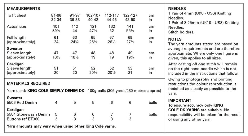King Cole 6158 Ladies Knitting Pattern - DK Cardigan & Sweater (32-50 in)
