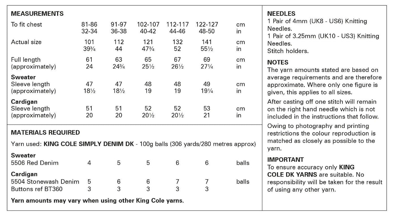 King Cole 6158 Double Knitting Pattern - Ladies DK Cardigan & Sweater