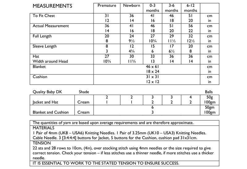 UKHKA 88 Baby DK Knitting Pattern – Cardigan, Hat, Blanket & Cushion Set (Prem to 12 months)
