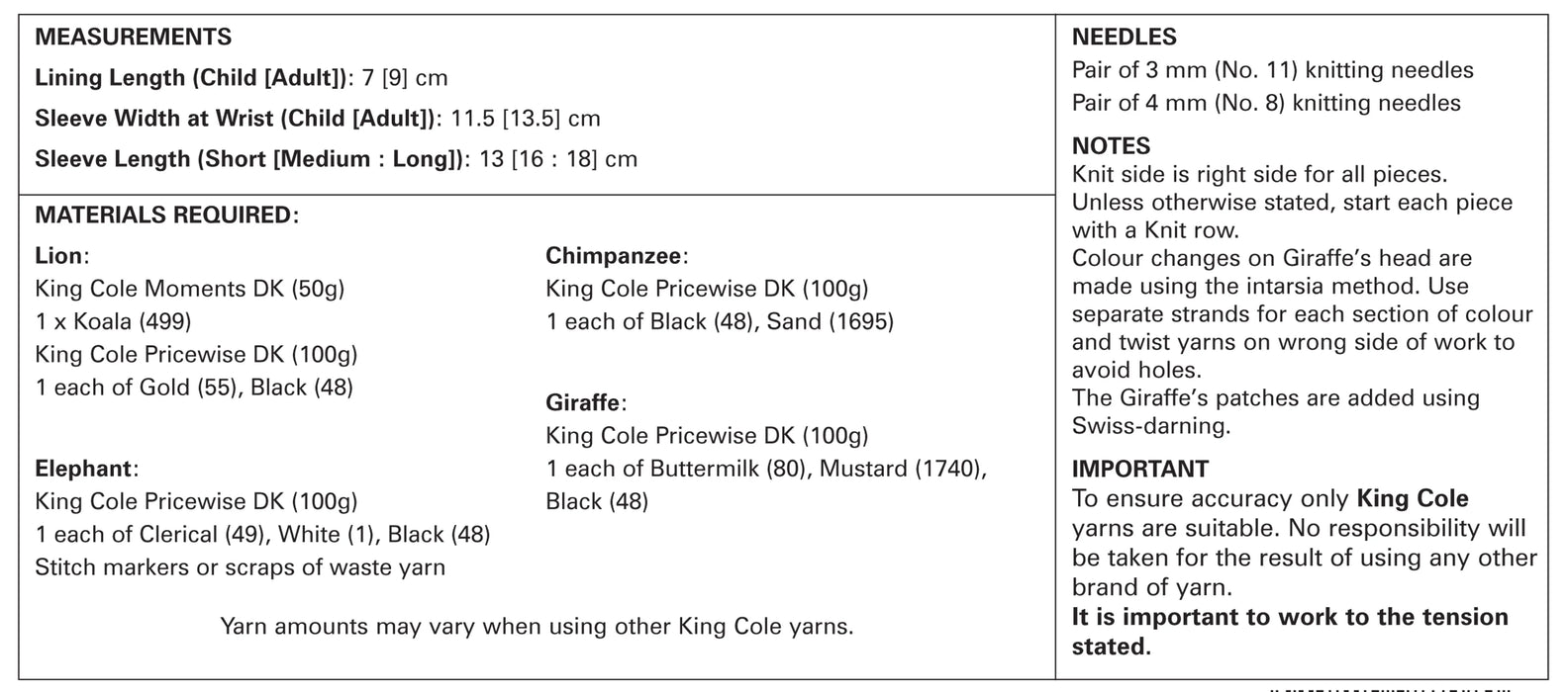 King Cole 9027 Double Knitting Pattern - Animal Hand Puppets