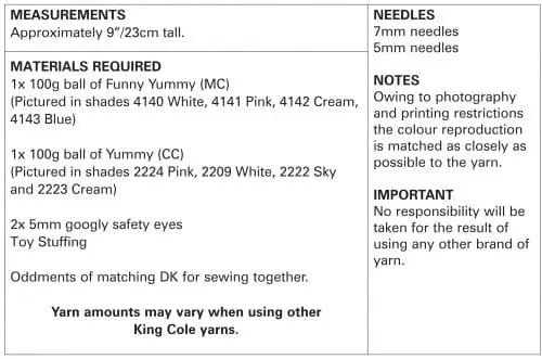 King Cole 9108 Toy Knitting Pattern - Sheep Knitted in Funny Yummy