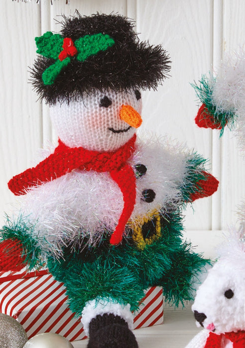 King Cole 9168 Christmas Knitting Pattern - Mr & Mrs Twinkle & Snowflake Toys