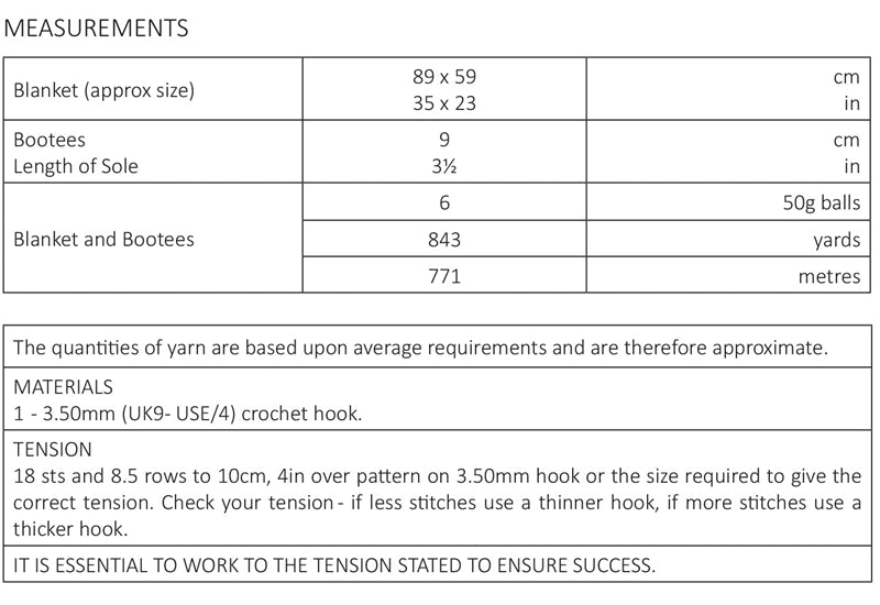 UKHKA 186 CROCHET Pattern - Baby Blanket & Bootees
