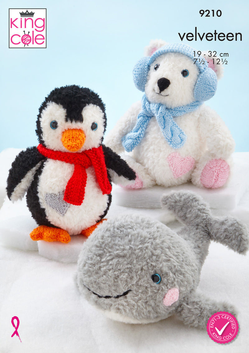 King Cole 9210 Knitting Pattern for Polar Creatures Knitted in Velveteen