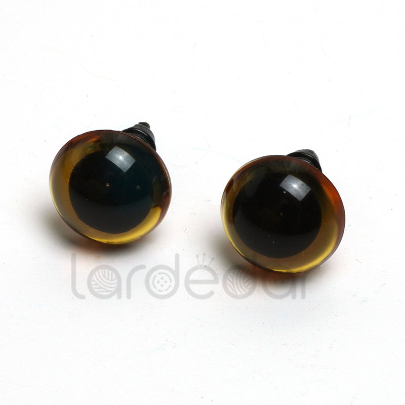Amber Safety Toy Eyes - Sizes 9mm, 12mm, 15mm or 18mm