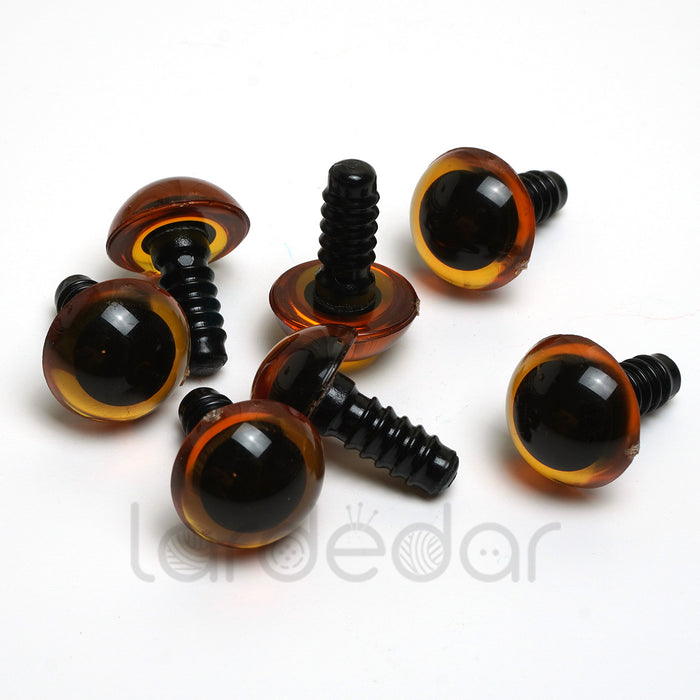 Amber Safety Toy Eyes - Sizes 9mm, 12mm, 15mm or 18mm