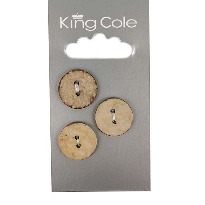 King Cole BT117 Buttons - Round Shell Effect Buttons – Beige (Medium - 3 Per Card)