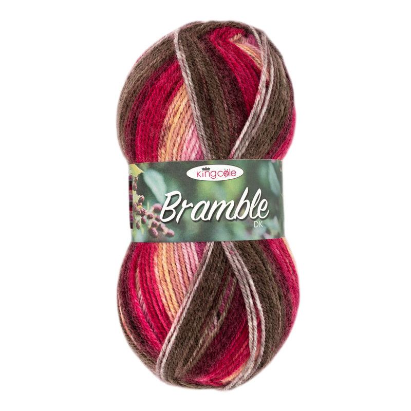 King Cole Bramble DK Yarn in 4487 - Mixed Berries - 100g Ball of Self Striping Wool