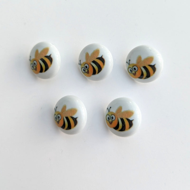 Bumble Bee Baby Buttons - 15mm Plastic Shank (5 Pcs)