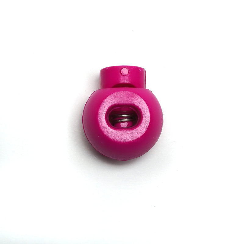 Cerise Round Plastic Toggle Cord Stopper - Spring Lock