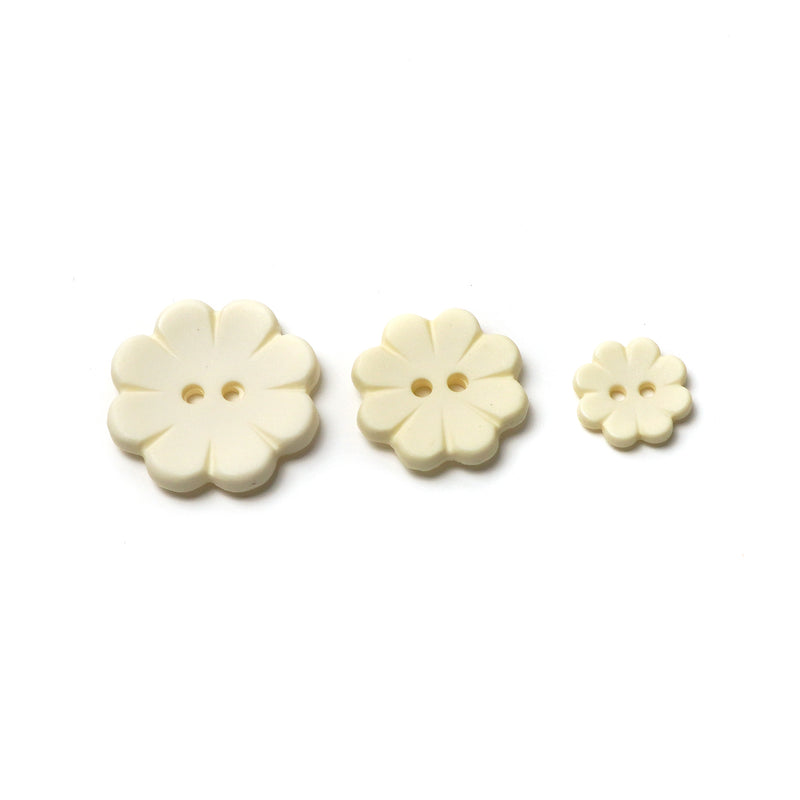 Cream Matte Flower Buttons (5 Pcs) - 15mm 23mm or 28mm