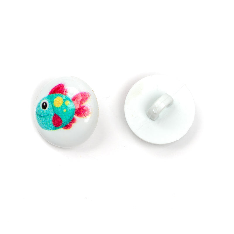 Colourful Fish Baby Buttons - 15mm Plastic Shank (5 Pcs)
