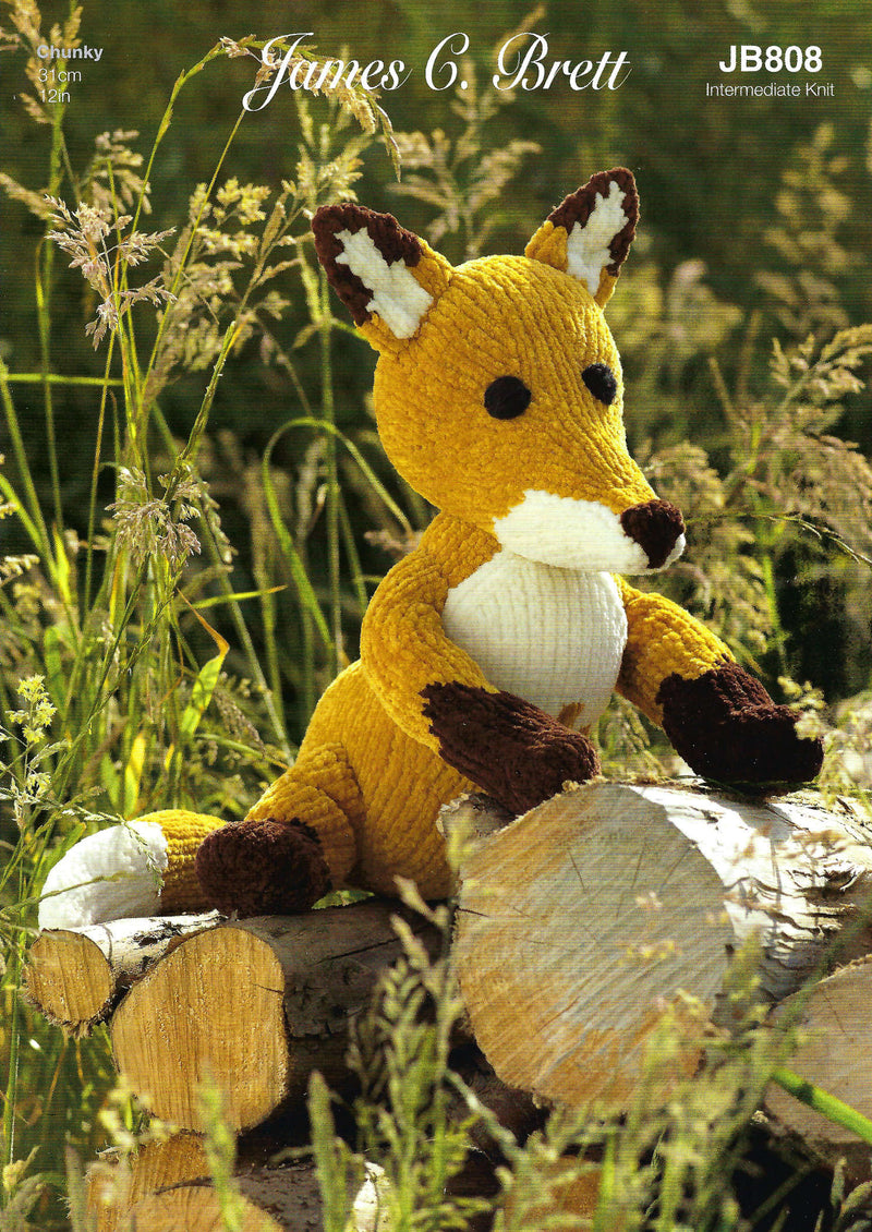 James C Brett JB808 Toy Knitting Pattern -  Flutterby Chunky Fox Pattern (Intermediate Knit)