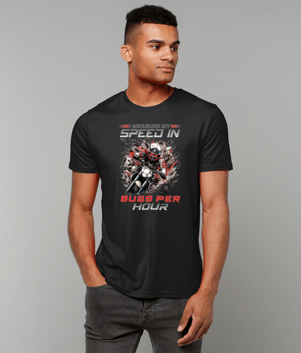 Bug Speedometer: The Funny & Cool Biker T-Shirt - A Perfect Gift! 100% Organic Cotton Motorbike Tee