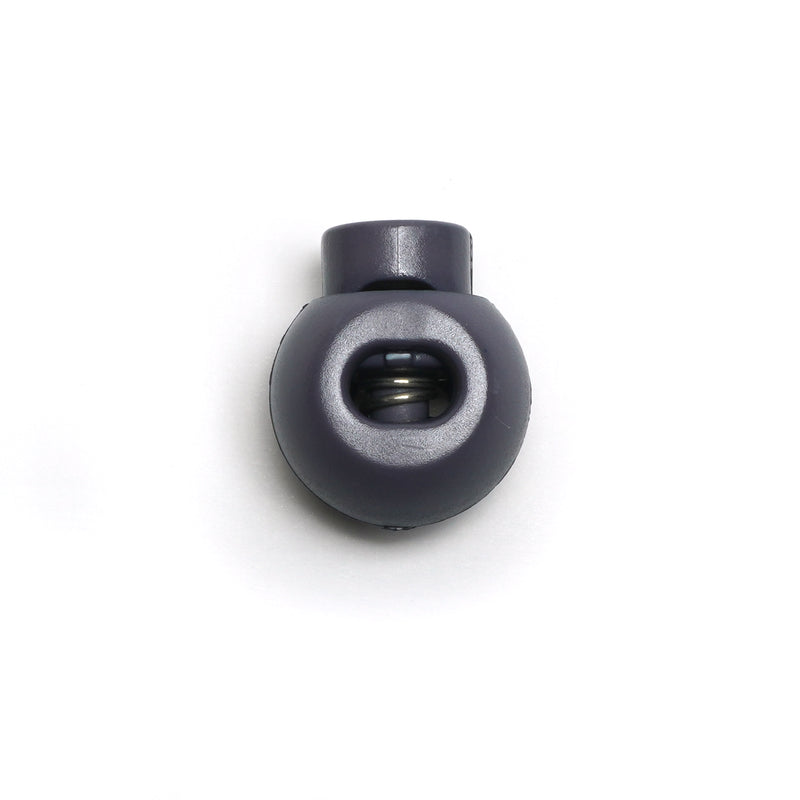 Grey Round Plastic Toggle Cord Stopper - Spring Lock