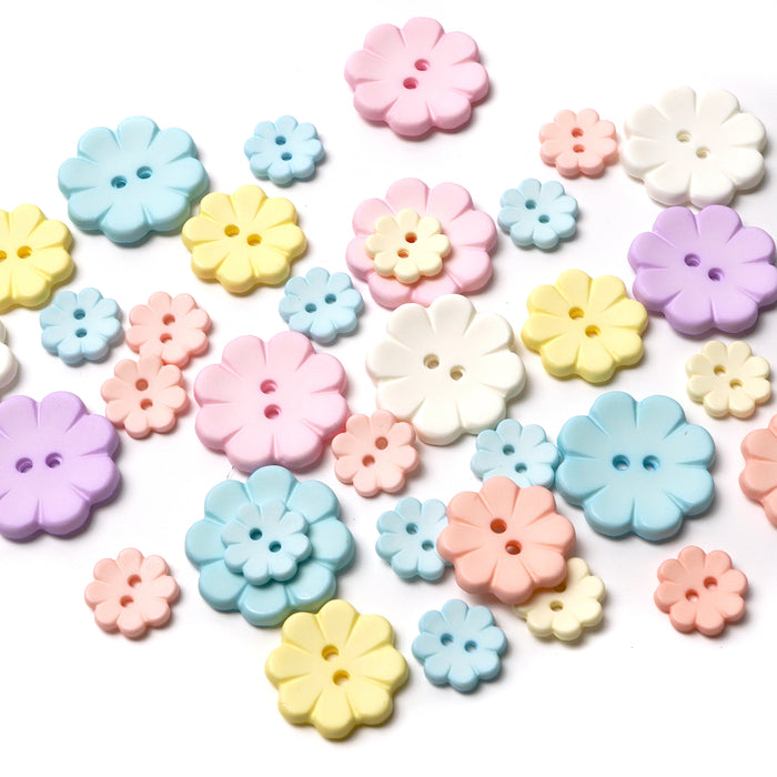 White Matte Flower Buttons (10 Pcs) - 15mm 23mm or 28mm