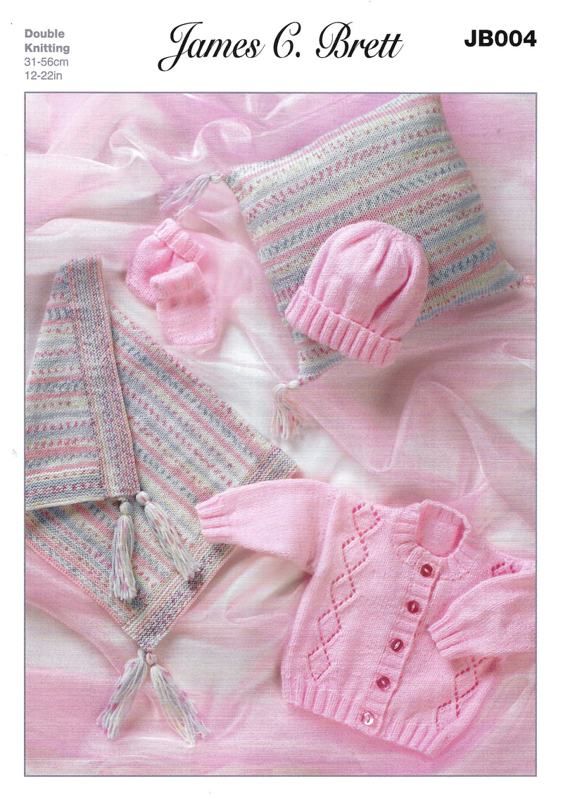 James C Brett JB004 Double Knitting Pattern - Baby DK Pram Set (12-22 in)