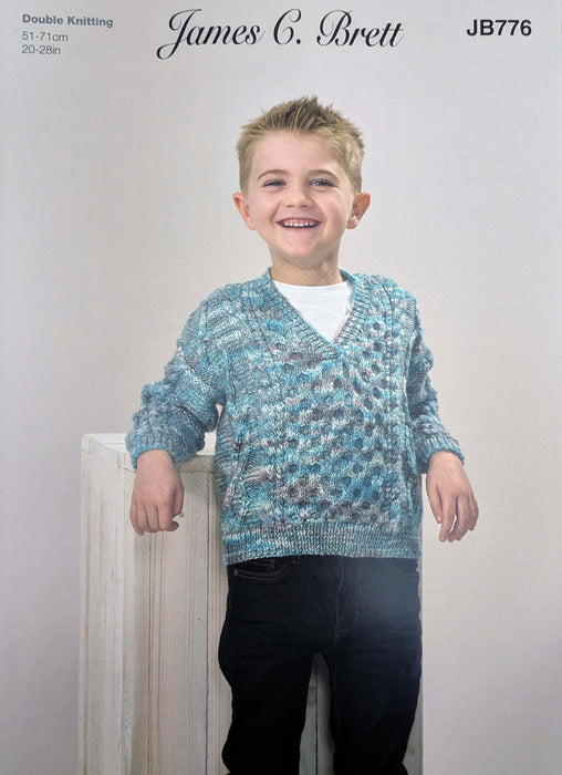 James C Brett JB776 Double Knitting Pattern - DK Childrens Sweater (20-28in)