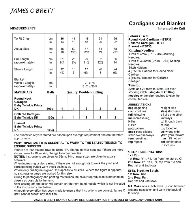 James C Brett DK Knitting Pattern JB884 - Cardigans & Blanket - Intermediate Knit (14-20in)