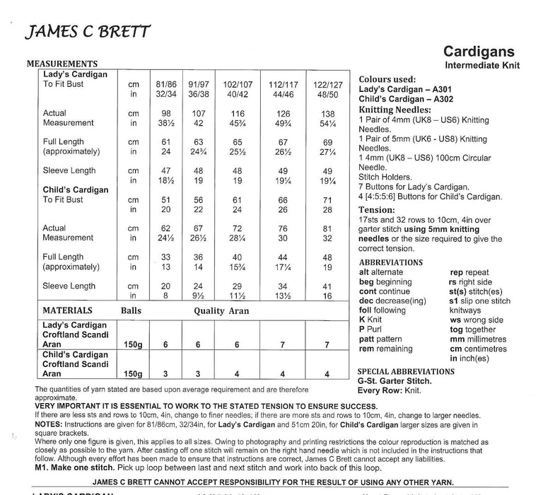 James C Brett JB918 Aran Knitting Pattern - Ladies Childrens Cardigan - Intermediate Knit (20-50in)