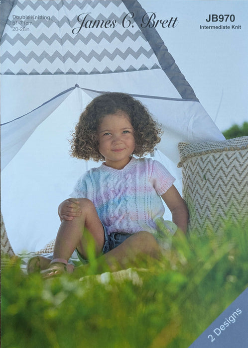James C Brett JB970 Double Knitting Pattern - DK Sweater & Slipover for Children (20-28in) Intermediate