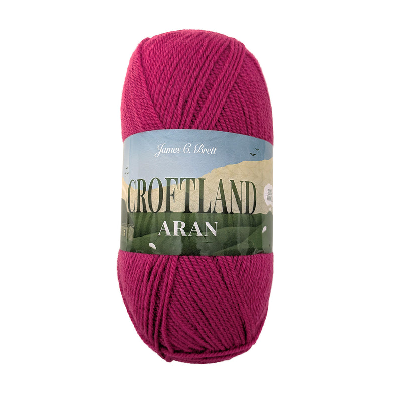 James C Brett Croftland Aran Yarn - A216 Raspberry - 200g Ball of Wool