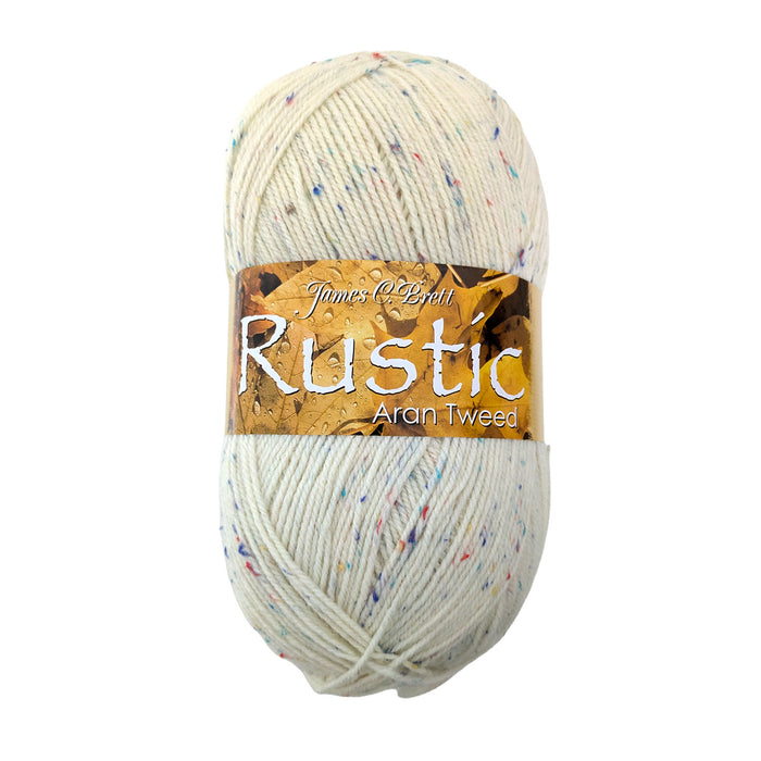 James C Brett Rustic With Wool Aran Yarn - Cream DAT1 - 400g Ball