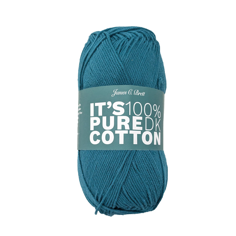 James C Brett It's Pure Cotton Yarn in Deep Ocean IC29 - 100% Cotton DK Knitting Crochet Wool - 100g