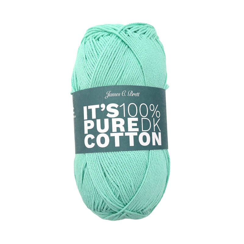 James C Brett It's Pure Cotton Yarn in Soft Green IC27 - 100% Cotton DK Knitting Crochet Wool - 100g