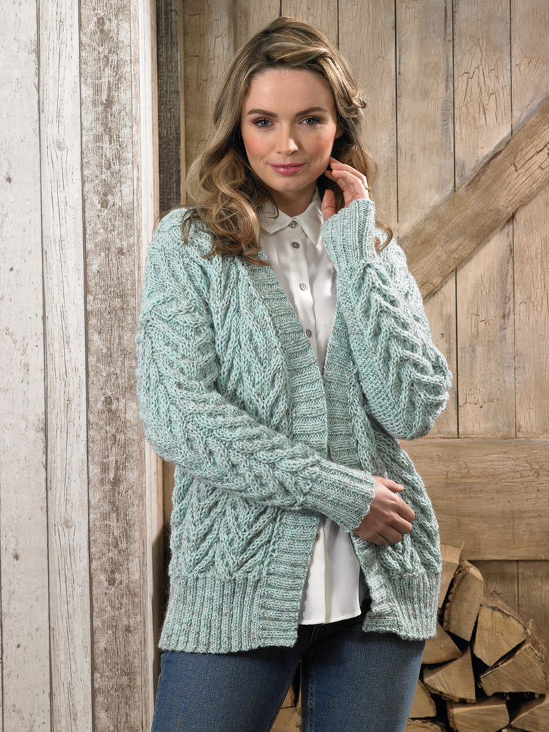 James C Brett JB624 Aran Knitting Pattern for a Ladies Cardigan